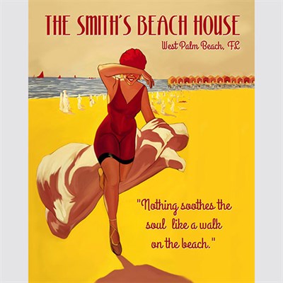 Beach Day Vintage Poster Custom Print with Text,by myDaVinci - myDaVinci